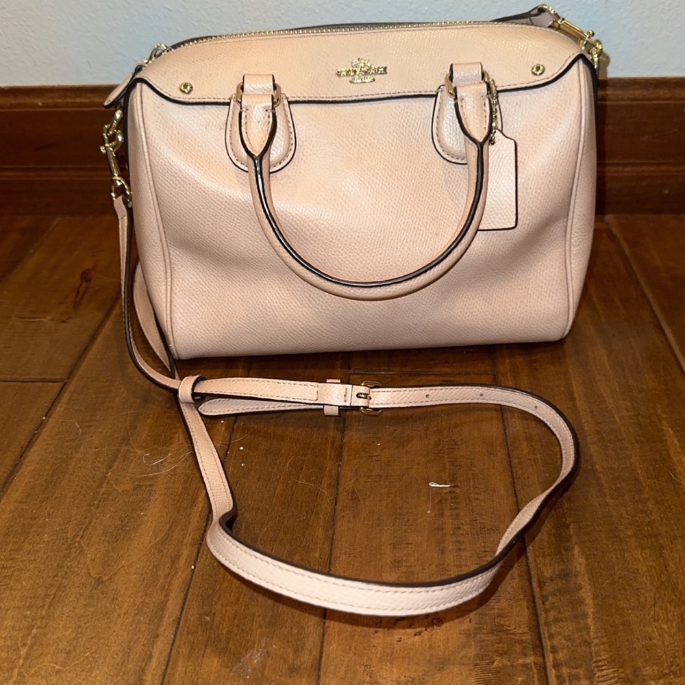 Nude Coach Mini Bennett satchel crossbody tote